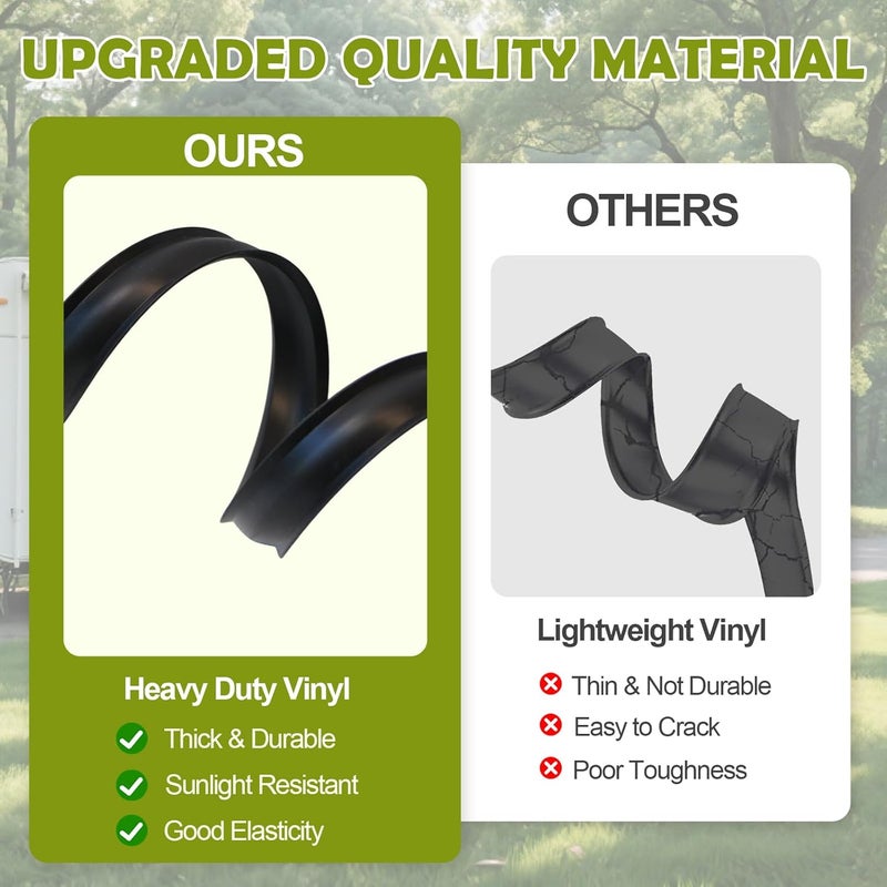 Silvaxis 1" RV Vinyl Trim Molding Insert - 50FT RV Screw Cover Trim - Rubber Vinyl Weather Stripping Exterior - UV Resistant Corner Molding Exterior Rain Gutter & Roof Edge Trim for Trailer, Camper - Image 4